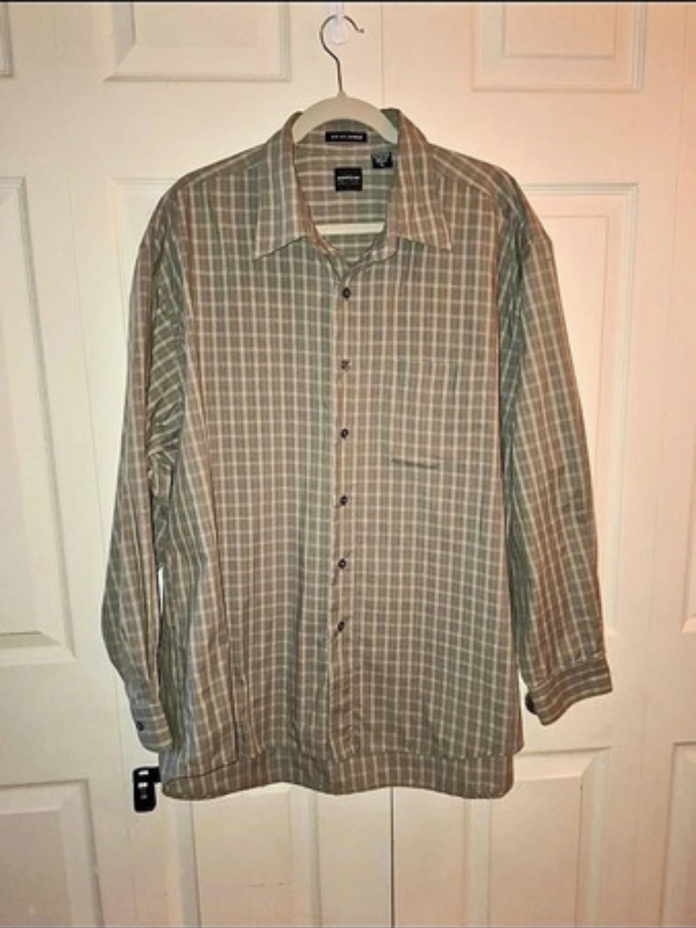 Arrow WrinkleFree Checkered Shirt in Gray & White XL Like New